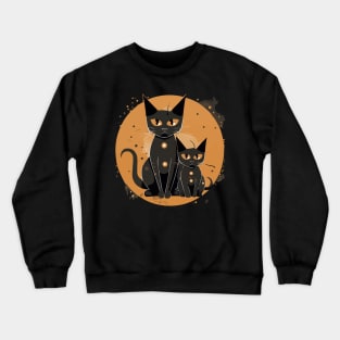 Modern Meows Atomic Age Black Kitschy Cats Crewneck Sweatshirt